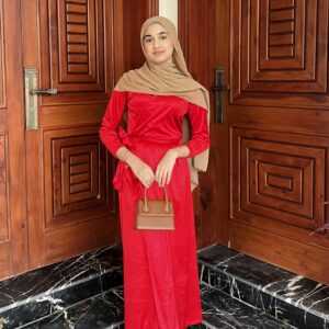 Red Bridesmaid Velvet Maxy